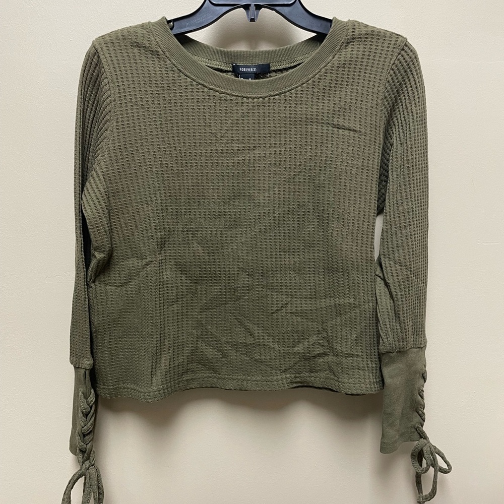 Waffle Knit Long-Sleeve Top